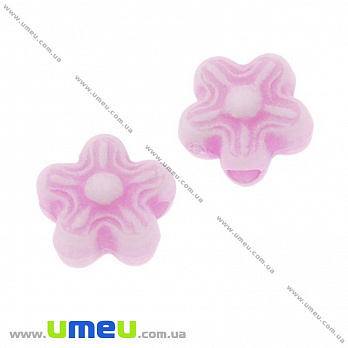 [Архів] Намистина пластикова Квітка, 6х3,5 мм, Рожева (BUS-008835)