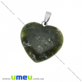 Подвеска Сердце из натурального камня, Агат моховый, 28х20 мм, 1 шт (POD-023906)