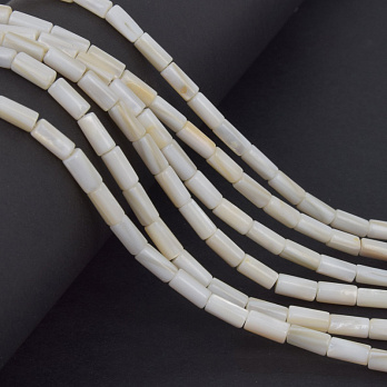 Намистини Перламутр білий, Натур. камінь, 8х4 мм, Бочонок (BUS-058120)