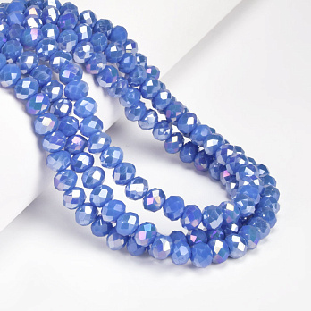 Намистини ронделі, 8х6 мм, Сині АВ (BUS-057151)