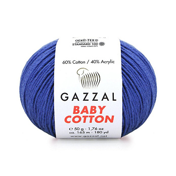 Пряжа Gazzal Baby Cotton №3421, 50 г, 165 м, Синя (YAR-062512)