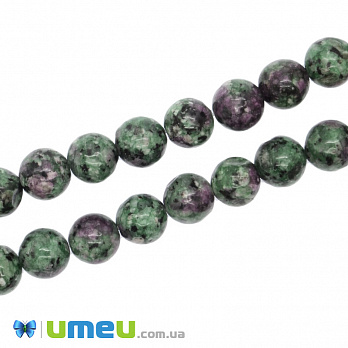 [Архів] Намистина натуральний камінь Рубін в цоізиті, 8 мм, Кругла (BUS-018928)