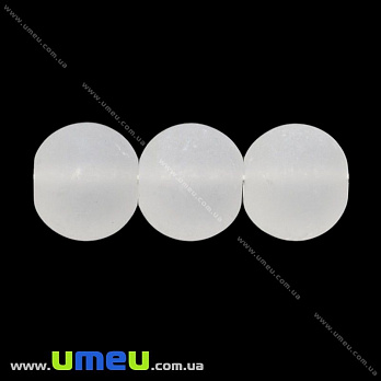 Бусина стеклянная матовая, 6 мм, Круглая, Белая, 20 шт (BUS-000991)