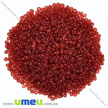 Бісер китайський дрібний, 12/0, Червоний прозорий, 2 мм (BIS-022408)