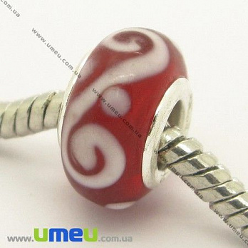 [Архів] Намистина PANDORA Lampwork, 14х9 мм, Червона, Срібло (BUS-006927)