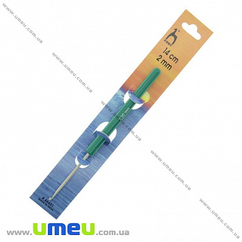Крючок для вязания тефлоновый с пластиковой ручкой Pony (Индия), 2,0 мм, 1 шт (YAR-024541)