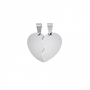Підвіска з нержавіючої сталі Серце із двох половинок, 27х20 мм, Темне срібло (STL-051912)