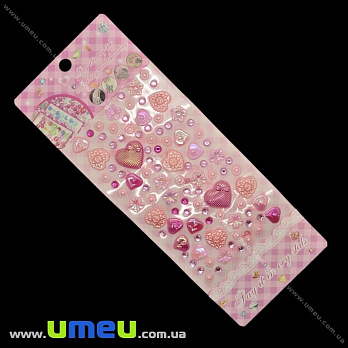 Декоративные элементы на клеевой основе, Розовые, 1 планшет (DIF-024155)