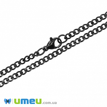 Основа на шию з нерж. ст., Чорна, 3 мм, 40 см (STL-044623)