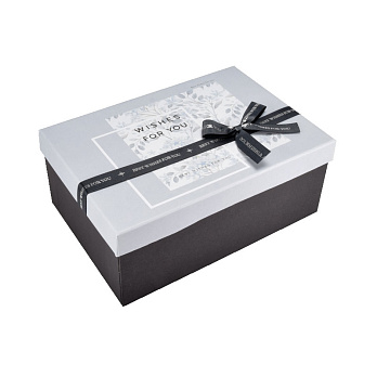 Подарункова коробка Прямокутна, 23х16х9,5 см, Чорно-сіра (UPK-060662)