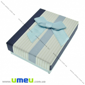 Подарочная коробочка Прямоугольная в полоску, 9х7х3 см, Голубая, 1 шт (UPK-023147)