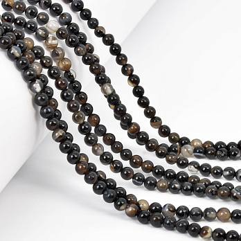 Намистини Агат коричневий, Натур. камінь, 4 мм, Круглі (BUS-058089)