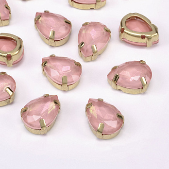 Шатон капля 14х10 мм, Золото, Персиковый (KAB-052948)