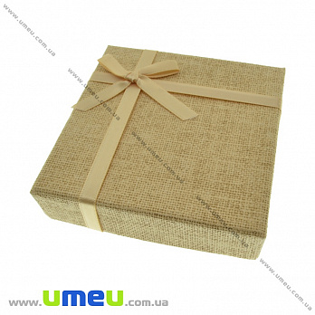 Подарочная коробочка для браслета Квадратная, 9х9х2 см, Бежевая светлая, 1 шт (UPK-035277)