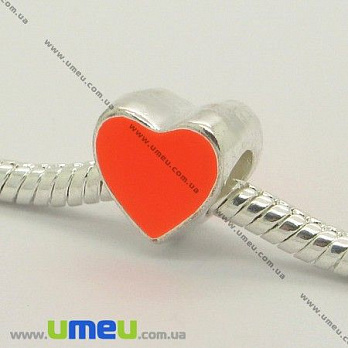 [Архів] Намистина PANDORA мет. Серце помаранчеве, 10х10 мм, Світле срібло (BUS-006942)