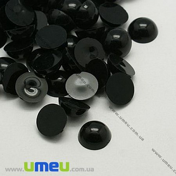 Кабошон пластиковий, Круглий, 14 мм, Чорний (KAB-009555)