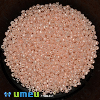 Бісер китайський середній, 8/0, Персиковий перламутровий, 3 мм (BIS-037678)