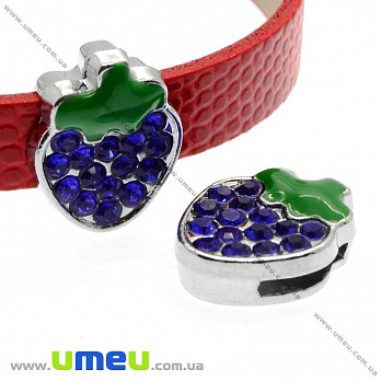 [Архів] Намистина під ремінець Ягодка, 12х14 мм, Темне срібло (BUS-009611)