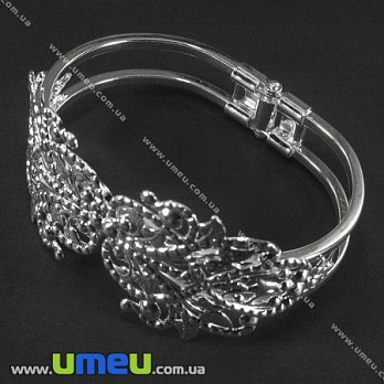 [Архів] Основа для браслета Філігранна, Світле срібло, 62х44 мм (OSN-003145)