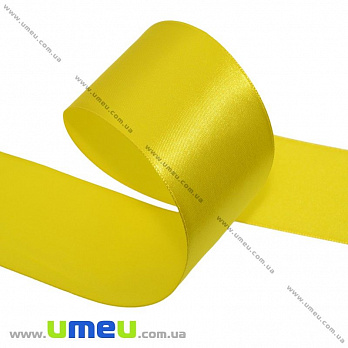Атласная лента, 50 мм, Желтая, 1 м (LEN-009754)