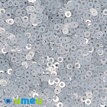 Пайетки Италия круглые плоские, 2 мм, Белые №1009 Ghiaccio Metal, 1 г (PAI-039170)