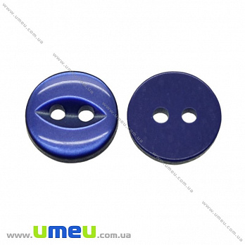 Пуговица пластиковая Круглая, 11,5 мм, Синяя, 1 шт (PUG-021368)