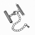 Замок-карабин из нерж. ст. с круглыми зажимами 20х4 мм, Темное серебро (STL-057023)