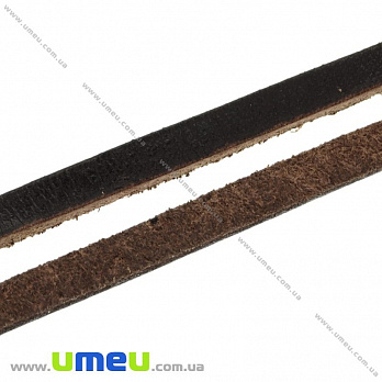 Кожаный шнур плоский, 5х2 мм, Коричневый, 1 м (LEN-021772)