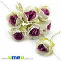 Роза тканевая, 20 мм, Сиренево-белая, 1 шт (DIF-015031)