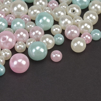 Намистини для сумок ОПТ, Пластикові круглі, Перли, 6-10 мм, Мікс різнокольоровий (BUS-059769)