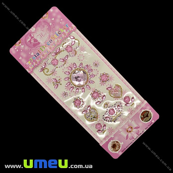 Декоративные элементы на клеевой основе, Розовые, 1 планшет (DIF-024198)