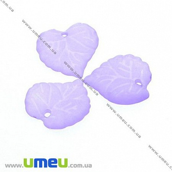 Бусина акриловая матовая Листик, 16х15 мм, Фиолетовая, 1 шт (BUS-007865)