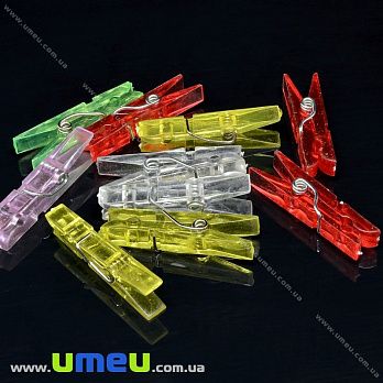 Набір декоративних пластикових пріщепкок, 35х8 мм, Мікс (DIF-037217)