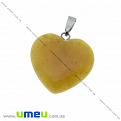 Подвеска Сердце из натурального камня, Кварц желтый, 28х20 мм, 1 шт (POD-023907)