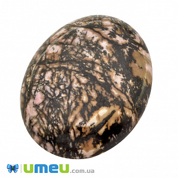 Кабошон нат. камінь Родоніт, Овал, 40,3 х30,2 мм (KAB-050546)