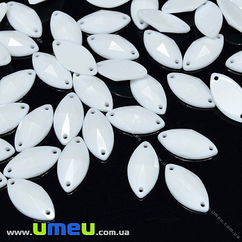 Пришивний кристал пласт. Човник гранований, 12х6 мм, Білий (KAB-030613)