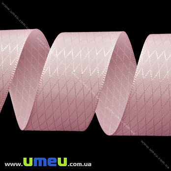 Атласная лента Ромбики, 25 мм, Розовая, 1 м (LEN-025629)