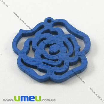 [Архів] Підвіска дерев'яна Розочка, Синя, 25х24 мм (POD-001333)
