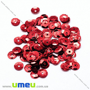 Пайетки Китай круглые граненые, 5 мм, Красные, 5 г (PAI-013169)