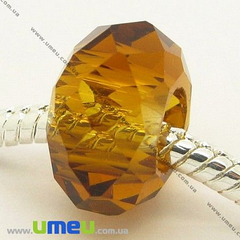 [Архів] Намистина PANDORA скляна під кришталь, 14х8 мм, Янтарна (BUS-006869)