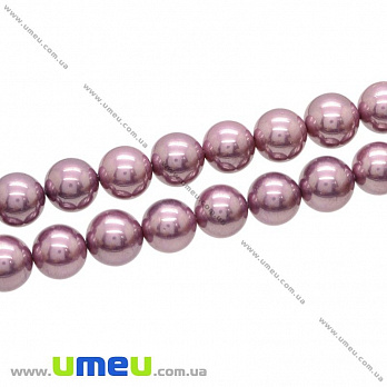 [Архів] Намистина натуральний камінь Перламутр морський (прес.) Бузковий, 10 мм (BUS-018919)