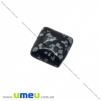 Кабошон нат. камінь Сніговий обсидіан, Квадратний, 16х16 мм (KAB-012655)