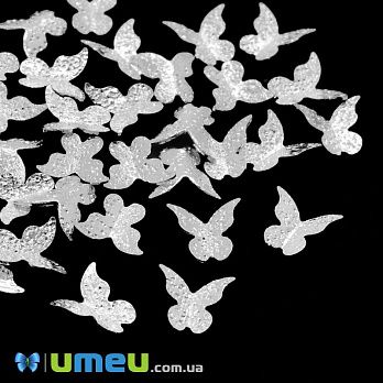 Декоративний елемент Метелик, 5,5 х5,5х1,2 мм, Срібло (DIF-047121)