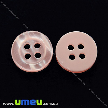 Пуговица пластиковая Круглая, 11,5 мм, Розовая светлая, 1 шт (PUG-016446)