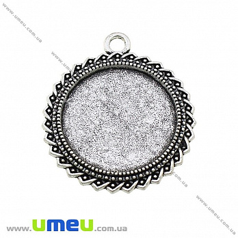 Основа кругла, 34х30 мм, 22 мм, Античне срібло (OSN-028247)