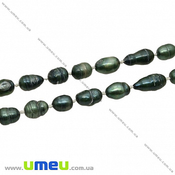 [Архів] Намистина натуральний камінь Перли річкові зелені, Рис, 10-12х6-8 мм (BUS-023697)