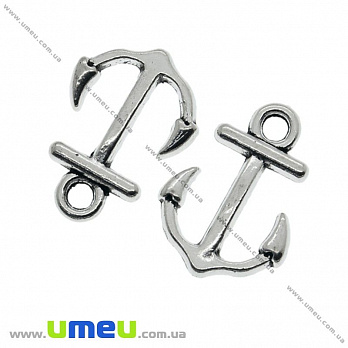 [Архів] Підвіска метал. Якір (двостор.), 15х11 мм, Античне срібло (POD-022845)