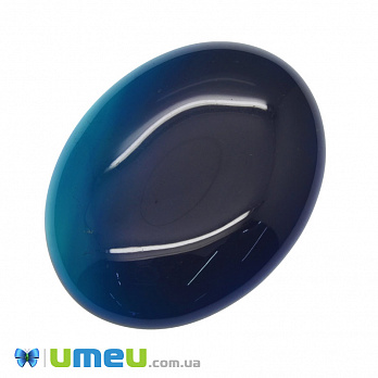 Кабошон нат. камінь Агат синій, Овал, 40х30 мм (KAB-050597)