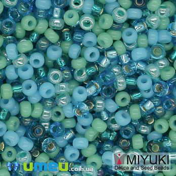 Бисер японский Miyuki круглый RR 11/0 №MIX91, Микс бирюзовый, 5 г (BIS-045563)