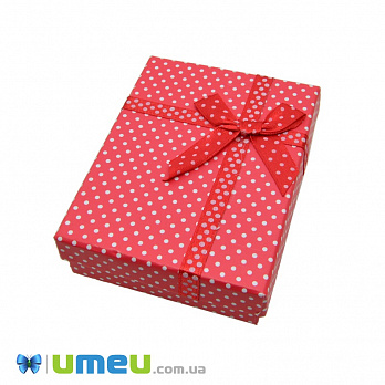 Подарочная коробочка Прямоугольная в горошек, 9х7х2,6 см, Красная, 1 шт (UPK-039007)